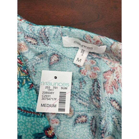 NWT Maurices Wrap Tie Peplum Floral Short Sleeve Blouse Size Medium - Picture 6 of 9